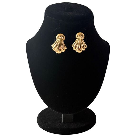 Vintage Art Deco Inspired "Draped Fan" Earrings - Avon 1988 - NIB - Picture 2 of 4